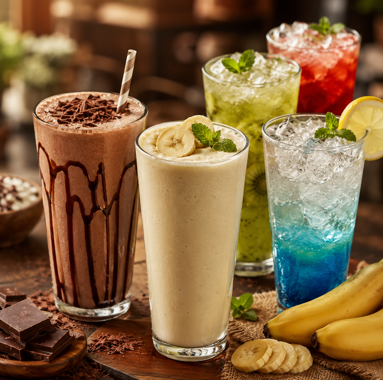 Smoothies, coolers and refreshing drinks